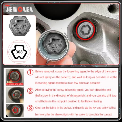 Image of 308 Wheel Locking Nut Key for Mercedes Benz, Lug Nut Removal Tool