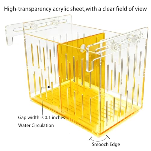 SSKKBX Large Acclimation Box for Saltwater Fish, Acrylic Hang on Back Breeder Box with Divider & Feeding Window, for Saltwater and Freshwater, 9.84 x 8.27 x 6.30 Inches — view 2