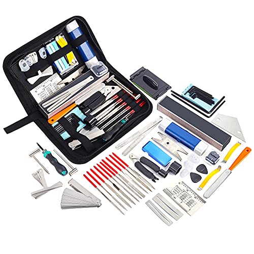 Meideal 65 Pieces Guitar Repairing Maintenance Tool Kit, Guitar Setup Kit Cleaning Care Accessories for Acoustic Electric Guitar Bass Ukulele