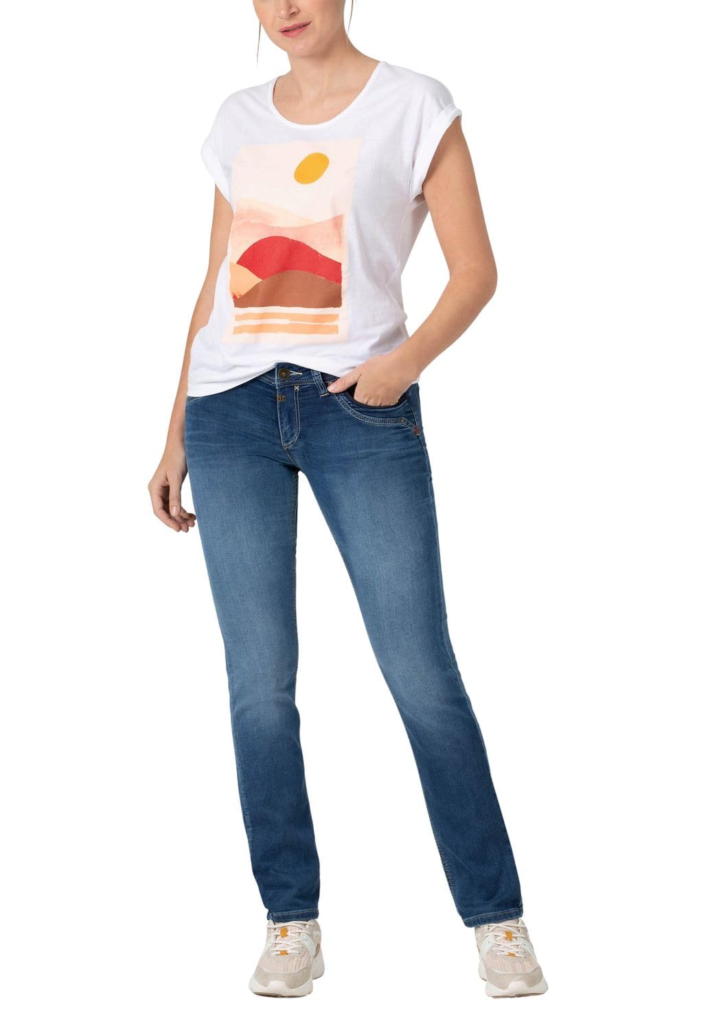 Timezone Damen Jeans Slim TAHILA TZ - Mid Waist - Slim Fit - Blau W25-W33 Stretch