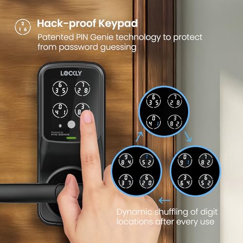 Lockly Secure Pro Smart Lock Wi-Fi, Keyless Entry Digital Keypad Door Lock, 3D Biometric Fingerprint Sensor Front Door Lock with Handle, Voice Control & Auto Lock - Latch Edition – Image 4