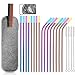 Teivio Set of 16 Stainless Steel Straws with Carry Bag, FDA-Approved Drinking Metal Reusable Straws with Cleaning Brush and Silicone Tips and case for 30 Oz - Multicolor, Rainbow, Copper