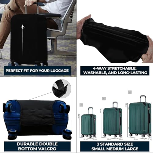 Image of WanderWraps Spendex Polyester Protective Luggage Cover | Hard Luggage Trolley Bag Cover | Washable | Dust Proof | Stretchable | M - 24 inch |||| AstroJet