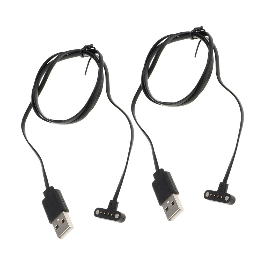 Prettyia 2 Pack Smart Watch Charger Cable 4 Pins Magnetic Suction Charger Adsorption Charging Cable for Smartwatch