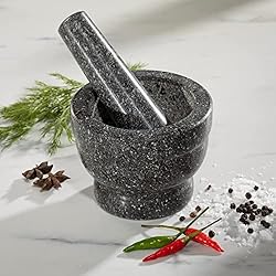 Ideal for crushing herbs, coffee, spices, nuts and more. Made from unpolished granite to make grinding as easy as possible. Honed & Polished Granite. Weighty pestle for crushing & grinding fresh ingredients Brings out the Flavour of food.