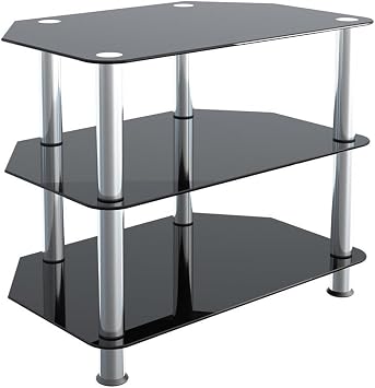 AVF Transitional Steel and Glass TV Stand for up to 32" TVs in Black/Chrome