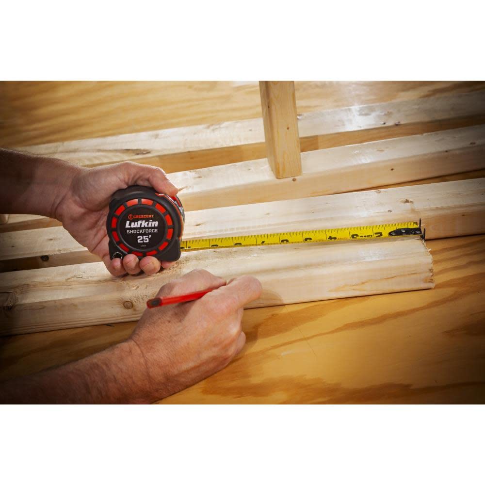 Crescent Lufkin (L1125) Cinta métrica Shockforce, 25 pies x 1-3/16 pulgadas, naranja y negro