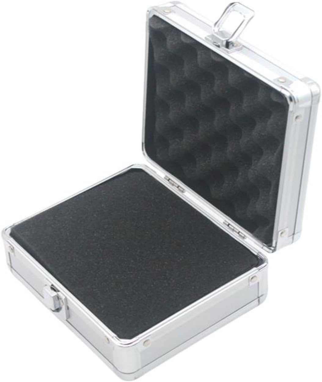Aluminum Tool Box Small Case Storage Organizer Carrier Container with Foam Lining Portable Lightweight Latch Closure Suitable for Home Repair DIY Projects Travel Workshop use, A-001