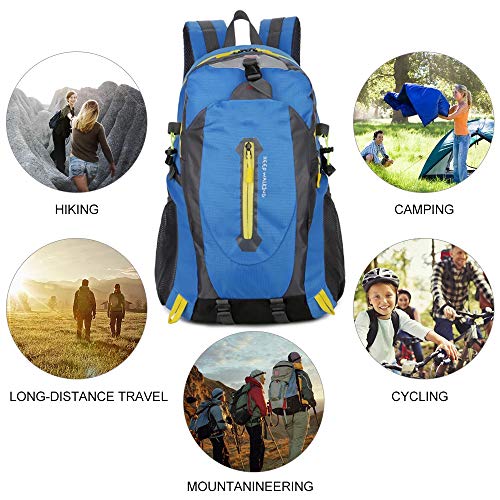 C/H Mochila de viagem 45L leve à prova d'água, para acampamento, uso ao ar livre, com capa de chuva