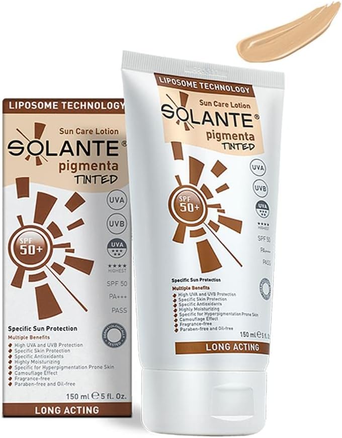 SolantePigmenta Anti Blemish Anti-Pigment Cream Sunscreem Tinted SPF 50+ Lotion 150 ml 5 US F Ounces