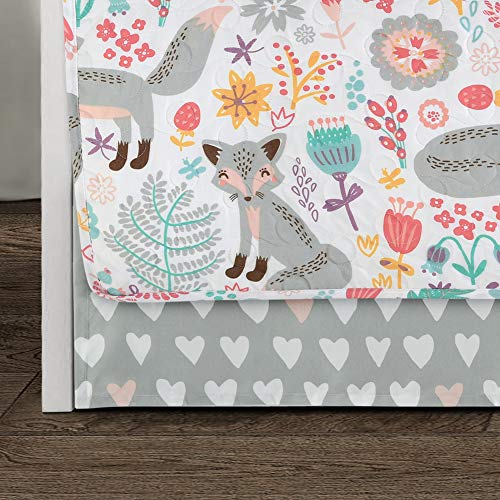 Lush Decor Pixie Fox Daybed Cover Set, 6 Piece Set, 39" W x 75" L, Gray & Pink - Floral Toddler Bedding - Girls Bedroom Decor by Lush Decor - Image 3