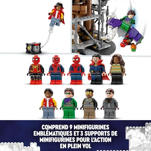LEGO | Marvel Le Combat Final de Spider-Man, Recréez la Scène de Spider-Man : No Way Home avec 3 Peter Parkers, Bouffon Vert, Electro, Ned, Dr Strange et MJ Minifigurines, Jouet à Collectionner 76261