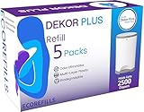 ECO-REFILLS Diaper Pail Refills - Fits Dekor PLUS Extra Thick, Powerful Odor Elimination & Fresh Powder Scent | Easy to Replace and Dispose of Diaper Bag (5 Count (Pack of 1))