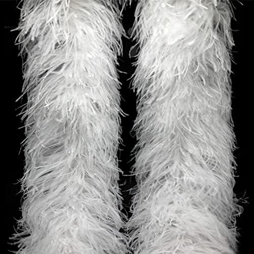 Albertad 2 Meters/Lot (1Ply 3Ply 5Ply 10Ply 20Ply) White Black Ostrich Feathers Boa Wedding Costume Cosplay Fashion Feathers for Crafts - (Color: 5 Ply White)