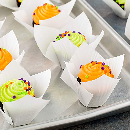 Tulip Petal Baking Cups: Small 0.4-Oz Grease Proof Paper Baking Cup - Perfect For Muffins, Cupcakes Or Mini Snacks - Sugar White - Disposable And Recyclable - 200-Ct - Restaurantware #TOP2