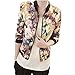 Orangesky Women Stand Collar Long Sleeve Zipper Floral Printed Bomber Jacket (L)