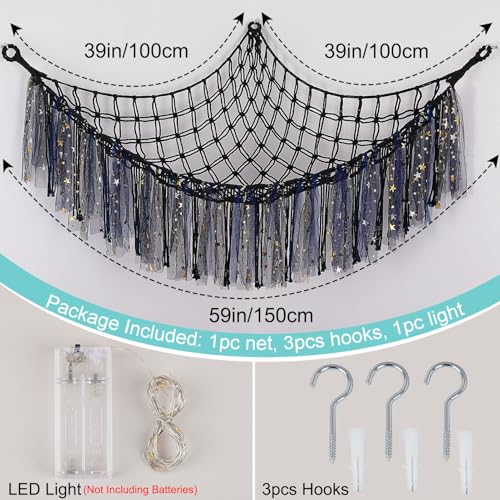 Image of FIOBEE Stuffed Animals Net LED Light Toy Hammock for Kids Bedroom Storage