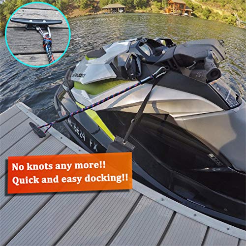 Botepon Marine Bungee Dock Lines, Boat Dock Rope, Jet Ski Accessories With Stainless Clip For For Jet Ski, Seadoo, Yamaha Waverunner, Kayak, Pontoon Boat, Dinghy (4 Feet) #TOP3