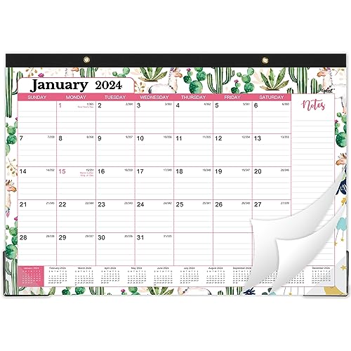 Desk Calendar 2024-2024 Desk/Wall Calendar, 12 Months Desk Calendar, 12" x 17", Jan 2024 - Dec 2024, Large Ruled Blocks for Planning and Organizing