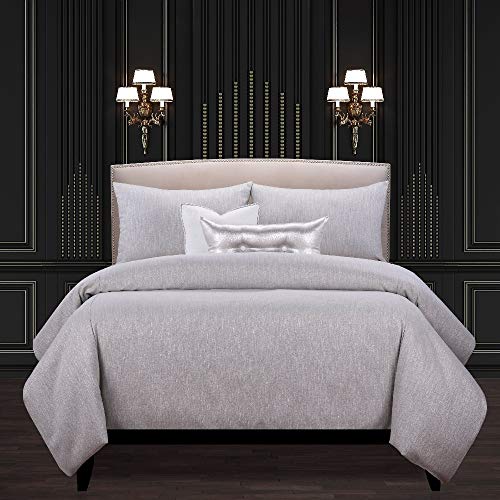 Hnu 6 Pieces Glam Duvet Comforter Set King, Opulent Truffle Gray Premium Bedding Elegant Modern Beautiful Decorative Romantic Cozy Comfy Microfiber Zipper Closure #TOP2