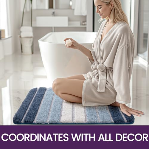 DEXI Bath Mat 50 x 80 cm, Extra Soft Absorbent Microfiber, Non-Slip Washable Rugs for Shower Floor, Bathmat Bathroom Accessories Decor, Blue - Cosy Home Interiors DEXI Bath Mat 50 x 80 cm, Extra Soft Absorbent Microfiber, Non-Slip Washable Rugs for Shower Floor, Bathmat Bathroom Accessories Decor, Blue - Image 7