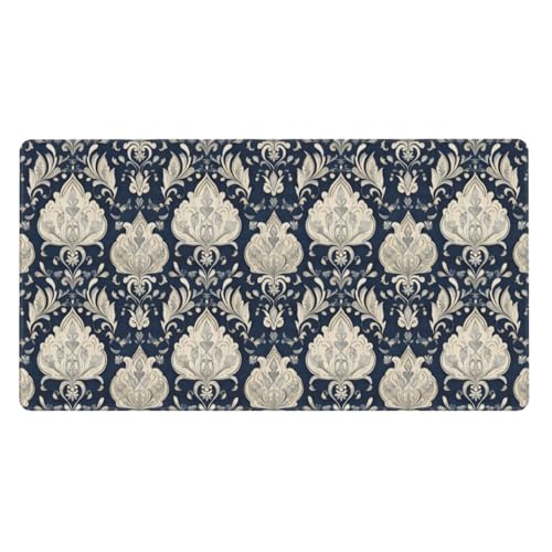 Tapis de souris de jeu grand format damassé bleu 40x75cm pour bureau et pc