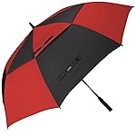 G4Free 54 Inch Automatic Open Golf Umbrella Extra Large Oversize Double Canopy Vented Windproof Waterproof Stick Umbrellas(Black/Red)