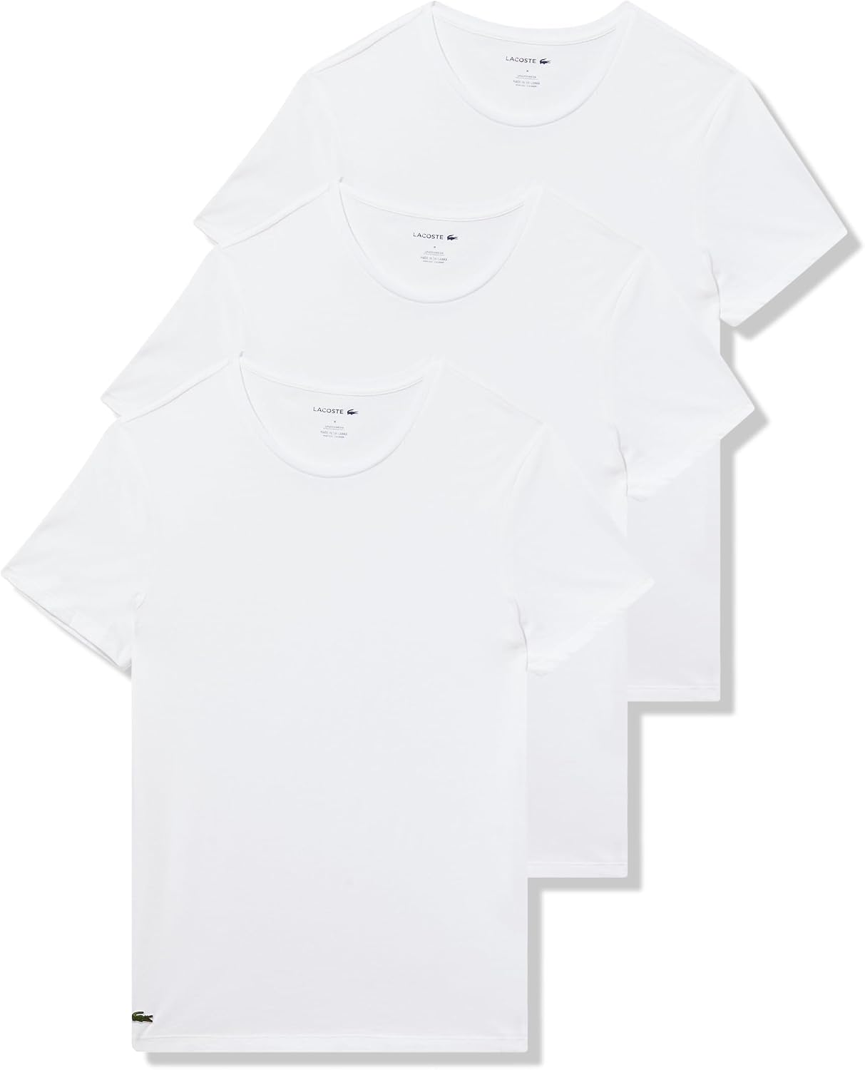 Lacoste Men's 100% Cotton Regular Fit Crew-Neck T-Shirt 3-Pack