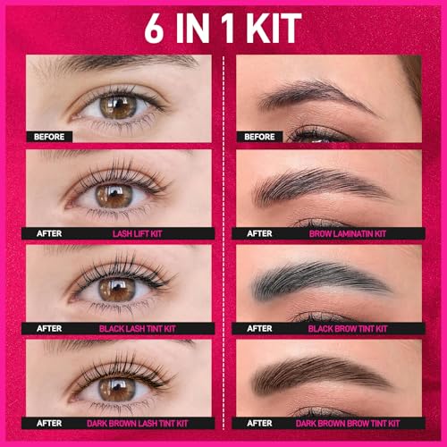 6 IN 1 Lash Lift & Brow Lamination Kit, Brow & Lash Lift Kit with Double Black Brown Color, Curling Perming & Voluminous Lashes Brows with Complete Tools, Salon & Home Use, Gifts for Her by Novobey - Image 2