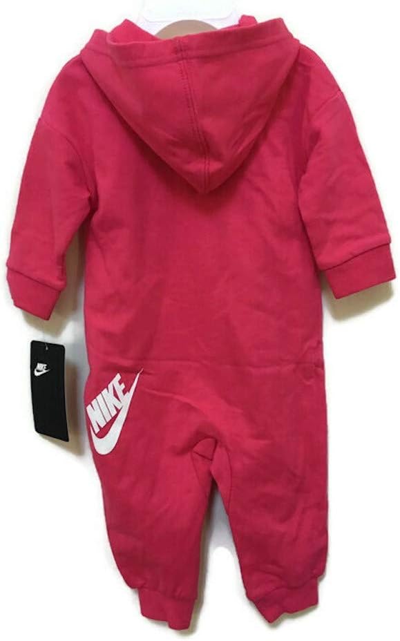 Nike Baby Boys French Terry Hooded Coverall (6 Months, Rush Pink)