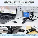 ARNSSIEN Aparat cyfrowy 4K z obrotowym ekranem 180°, kompaktowy aparat 2,8 cala z zoomem 16X, wygodny design podróżny, wbudowana bateria 1500mAh do 2-godzinnego nagrywania, Y1