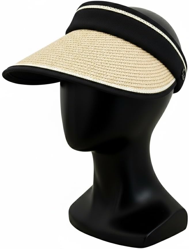 Bluestone Straw Visor 2.0 for Women, UPF 50+ Sun Protection, Adjustable Lightweight Beach Visor with Cooling Headband, Packable Travel Hat for Outdoor Activities (Tan)