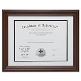 Lawrence Frames Dual Use 11 by 14-Inch Certificate Picture Frame with Double Bevel Cut Matting for 8.5 by 11-Inch Document, Walnut