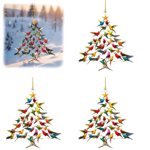 Hummingbird Christmas Ornament, 3PCS Hummingbird Christmas Tree Ornaments, Novelty Humming Bird...