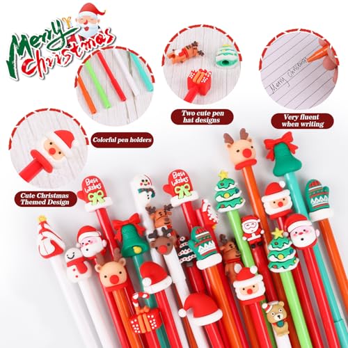 VEYLIN Set de 30 bolígrafos de gel navideños miniatura 2