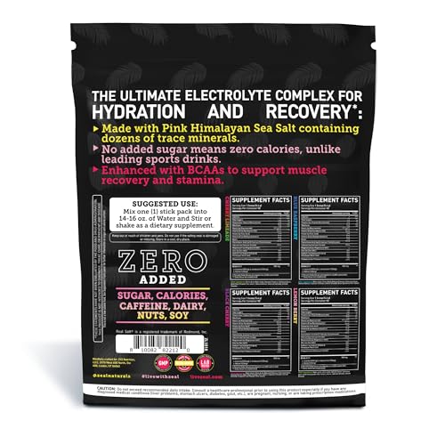 Image of Zeal Naturals Enhanced Electrolyte Powder Stick Packs (Variety Pack - 20 Packets) Sugar Free + BCAA B-Vitamins & Pink Himalayan Salt - Keto Electrolytes, Hydration Powder