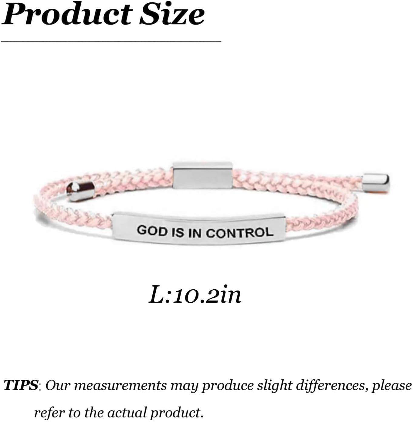 Long tiantian God is in Control Bracelet for Women Inspirational Bracelets Handmade Adjustable Braided Rope Engraved Motivational Bracelet Jewelry Gifts for Birthday Halloween - Image 6