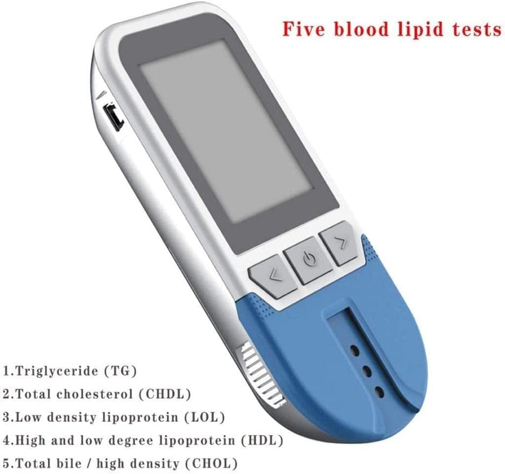 REHOOF Tester del Colesterolo 4 in 1, Test Lipidico del Sangue Completamente Automatico per L'analisi di Colesterolo Totale, Trigliceridi, Lipoproteine Alte E Basse