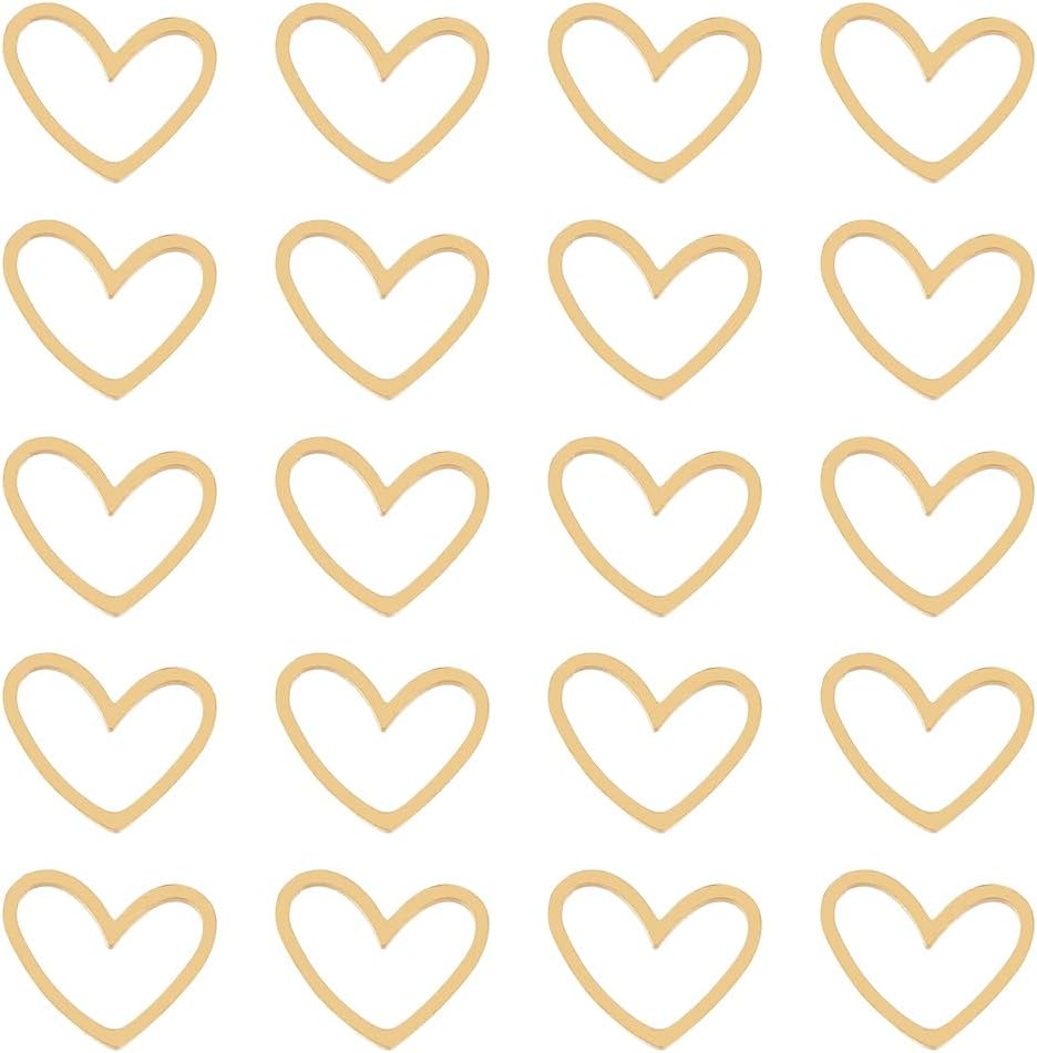 DICOSMETIC Heart Linking Rings & Pendants - Hollow Heart Connector Findings, Gold Plated Open Bezel Connectors for DIY Jewelry Making