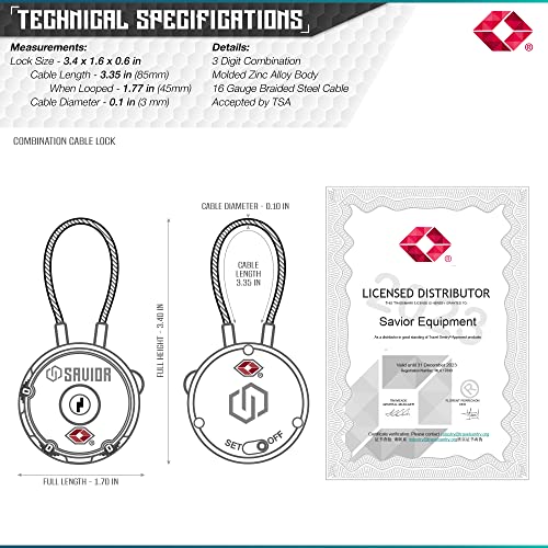 Savior Equipment Quality TSA-Approved 3-Digit Combination Cable Travel Luggage Locks for Rifle Bag Firearm Gun Case Accessories Ammo Boxes Outdoor Storage, Obsidian Black, 4-Pack - Image 7