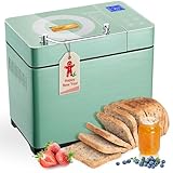 KEEPEEZ 2.2LB Large Bread Maker Machine-Dual Heaters, 17-in-1 Breadmaker with Gluten-Free, Pizza Dough, Jam, Auto Nut Dispenser,Ceramic Pan&Touch Panel, 3 Loaf Sizes 3 Crust Colors,15H Timer,Recipes