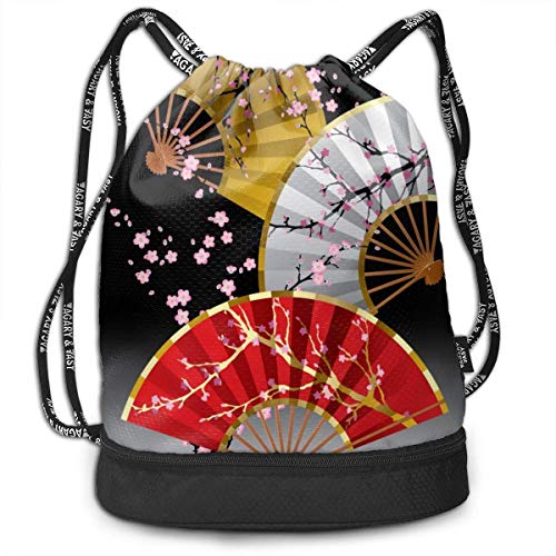 Preisvergleich Produktbild OKIJH Rucksack Freizeitrucksack Kordeltasche Multifunktionaler Rucksack Sporttasche Cherry Blossom Fan Men And Women General Backpack Multifunctional Bundle Backpack Fashion Travel Backpack Lightweigh