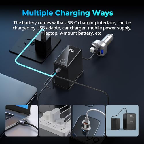 Image of SMALLRIG 10500mAh NP-F970 Replacement Battery, PD 36W Fast Charging, 3.5H Fully Charged, for Sony FX3 /A7 IV /A7V, for Canon R5 Mark II /R6, for Nikon Z8 /ZR, Power Supply for LED Light, Monitor