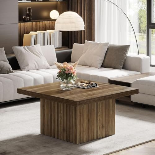 Tribesigns Square Coffee Table, 31.5-Inch Engineered Wood Coffee Table for Living Room, Vintage Center Table, Large Mid-Century Modern Cocktail Table, Brown - Image 8