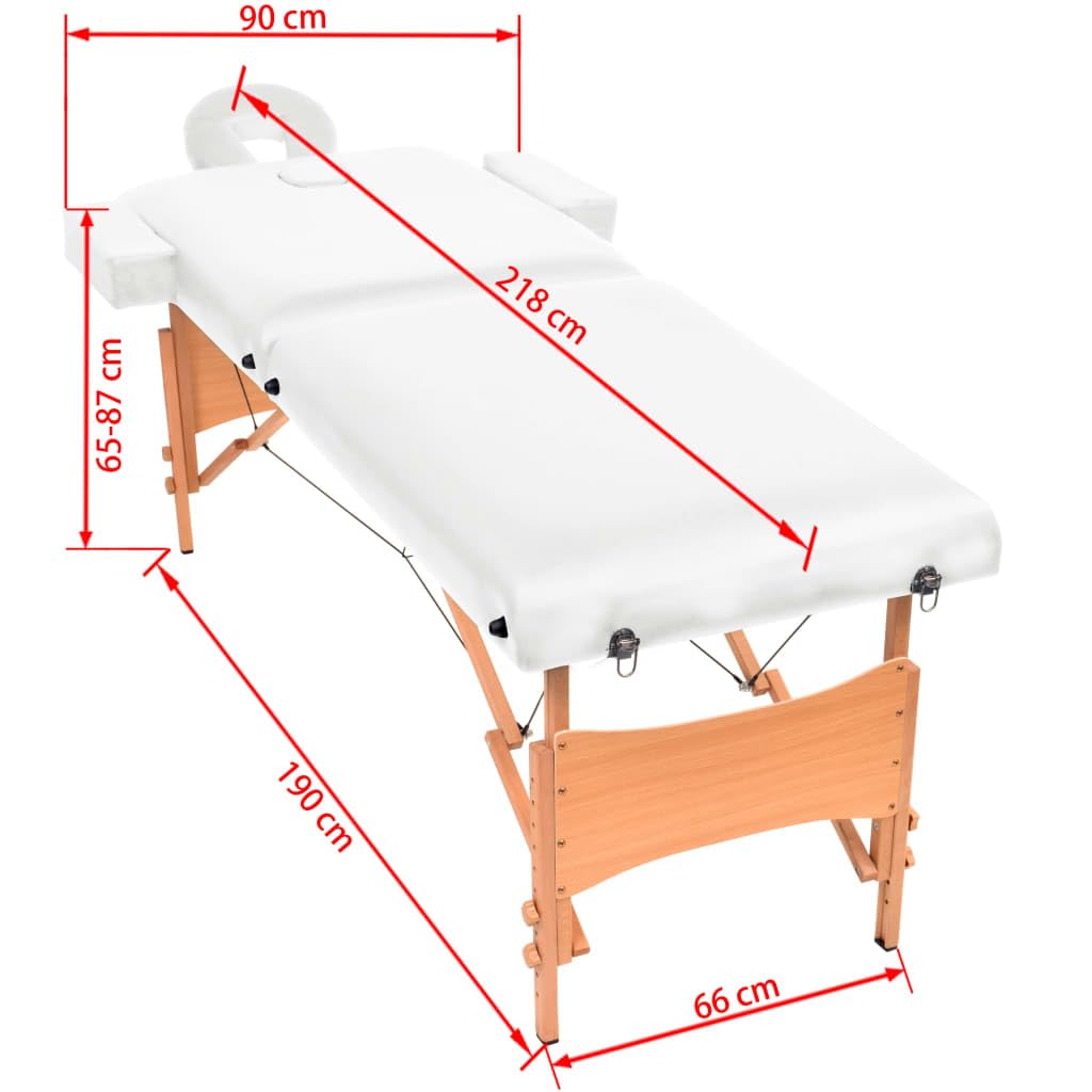 Massageliege klappbar 2-Zonen mit 10 cm Polsterung, höhenverstellbar 65-87 cm, weiß, mit Kopfstütze, Armlehnen, Gesichtsöffnung, Tragetasche für Praxis, Studio, Physiotherapie, Spa