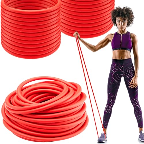 Wesnoy 1 Roll Resistance Tubes Latex Elastic Tubing 50ft Exercise Bands Exercise Tubing for Physical Therapy, Lower Pilates, at Home Workouts, Rehab Core Exercise(Red, Beginner Level 3)