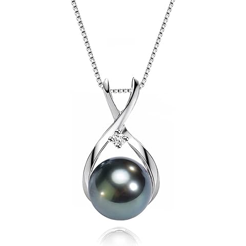 Gifts for Wife Women Anniversary-Tahitian Black Pearl Necklace-Mom Girlfriend Her F...