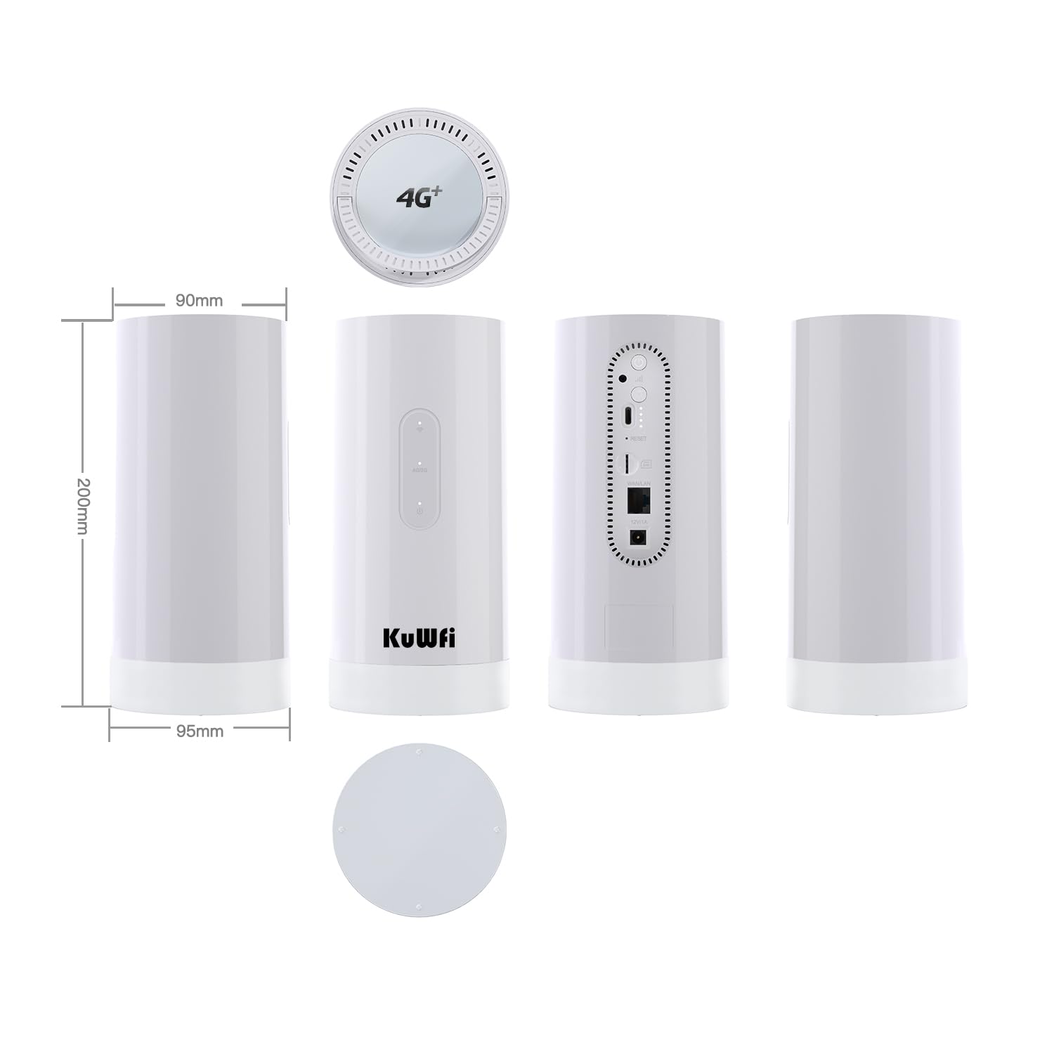 KuWFi Routeur WiFi 4G+ Mobile Double Bande 1200Mbps avec Batterie 10000mAh - Borne WiFi Nomade Extérieure Rechargeable Solaire pour Camping, Van et Randonnée