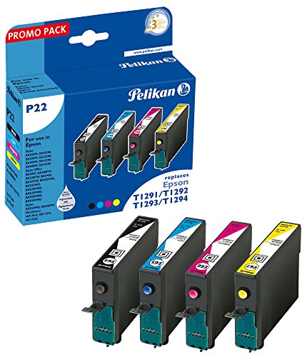 Preisvergleich Produktbild Pelikan Druckpatronen PromoPack P22 ersetzt Epson T12954010, BK PIG / C PIG / M PIG / Y PIG