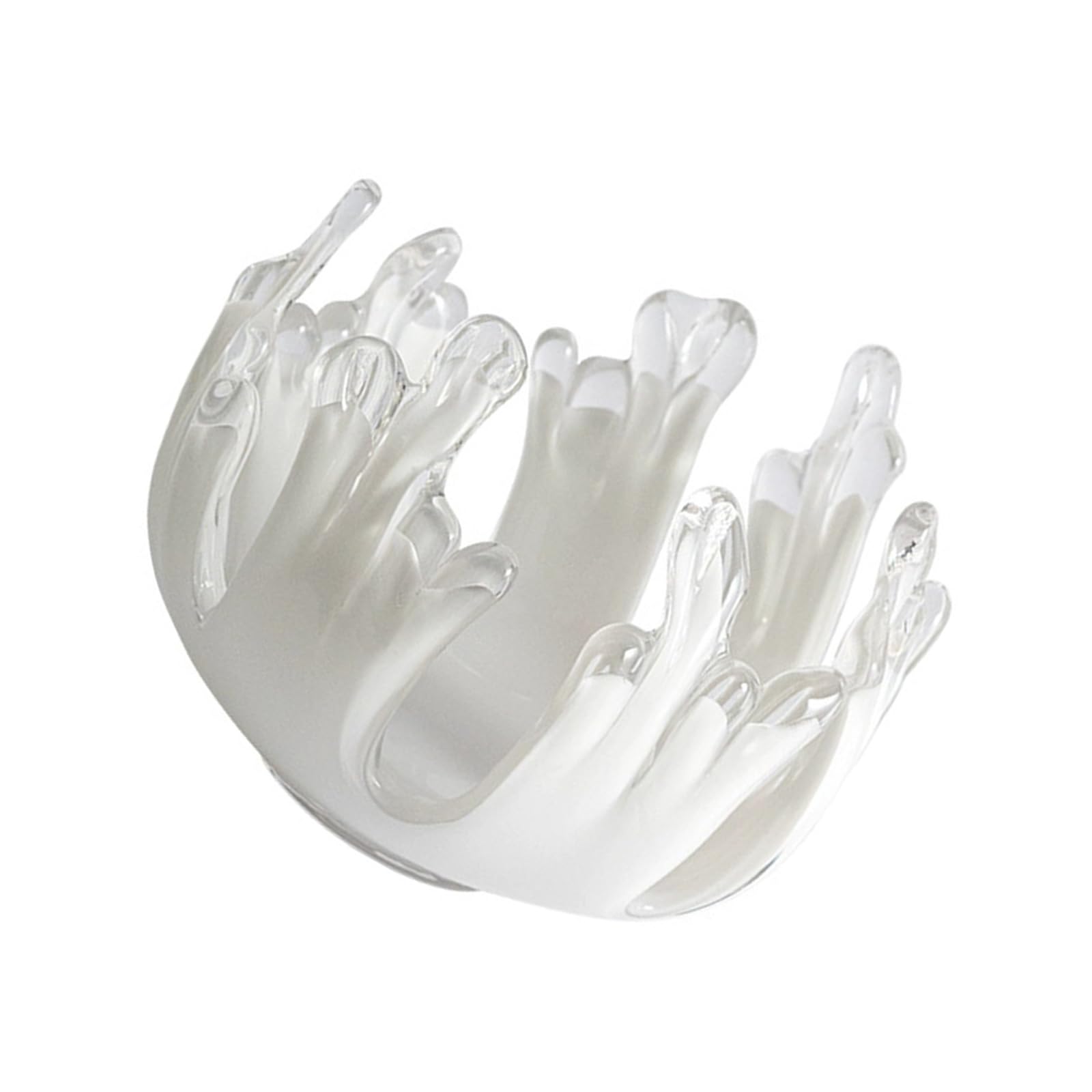 Oxxggkao Handcrafted Glass Stand with Contemporary Fluid Design Artistic Irregular Waves Jewelry Trinket Tray Home Decors Glass Stand